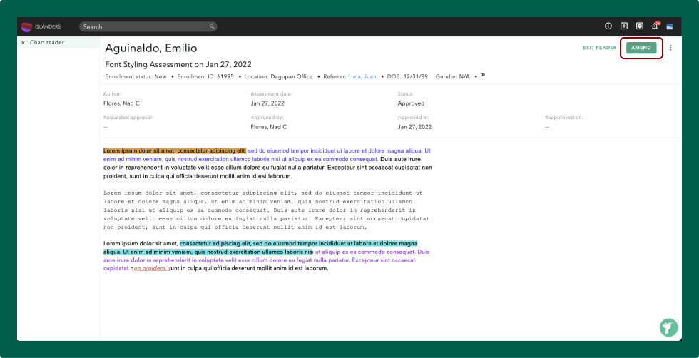 Client's Chart Reader - Locating the Amend button.png